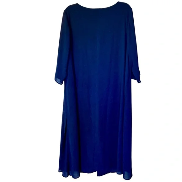 Catherines Midnight Dazzle Mesh Flyaway Dress Sz 1X Petite Navy Sparkly - Picture 6 of 10